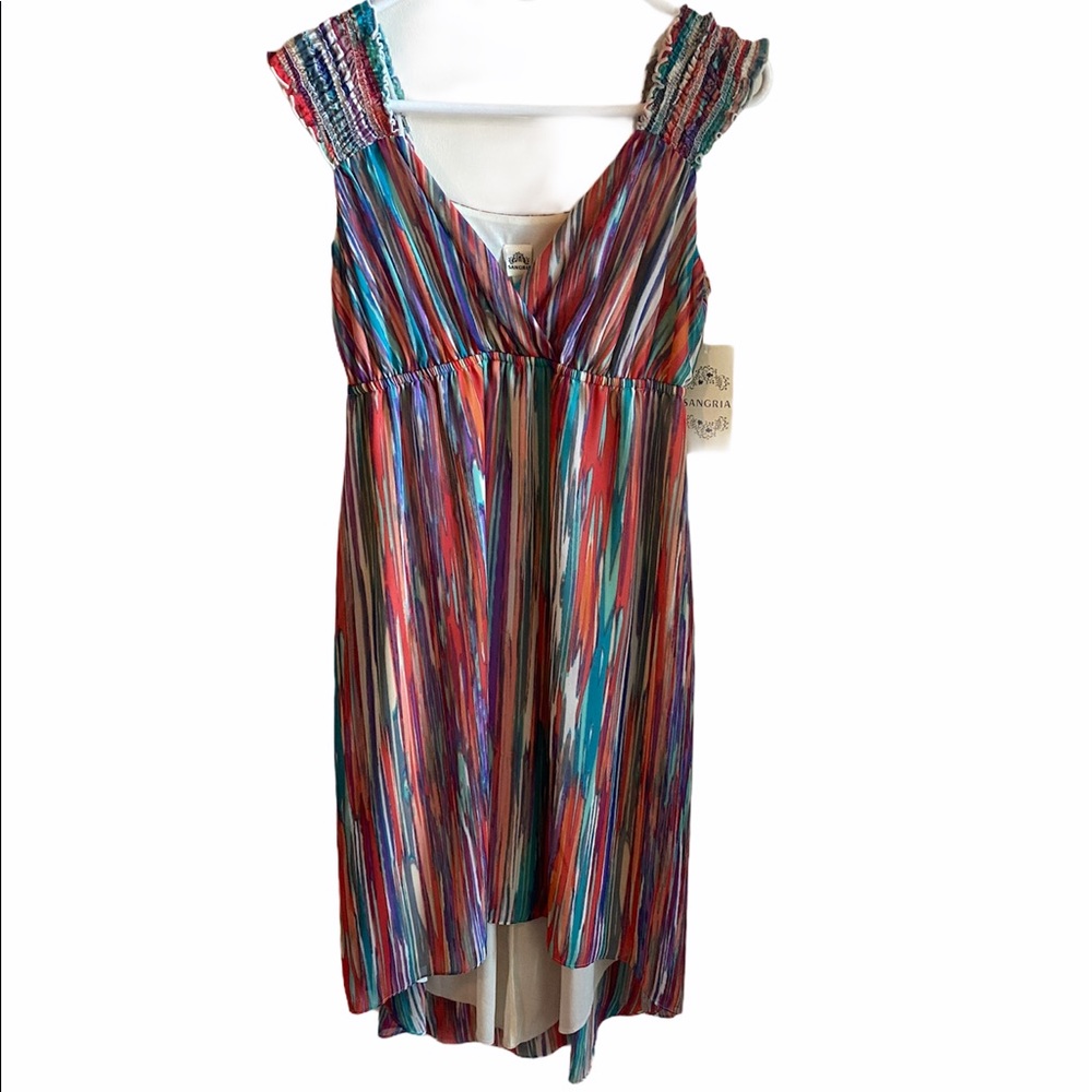 NWT Sangria multicolor high-low dress Size 6